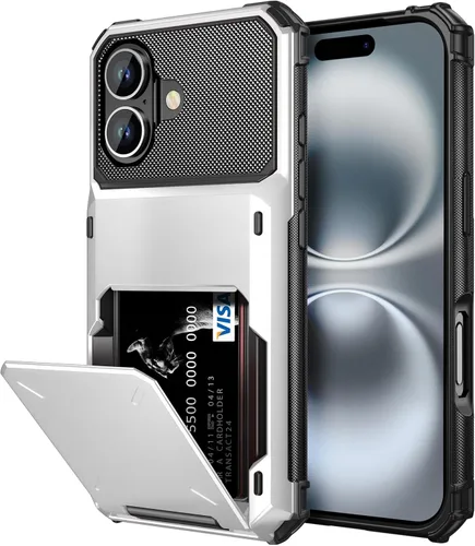 Vista 14 de Vofolen Funda para iPhone 16 con tarjetero tipo cartera negra Negro