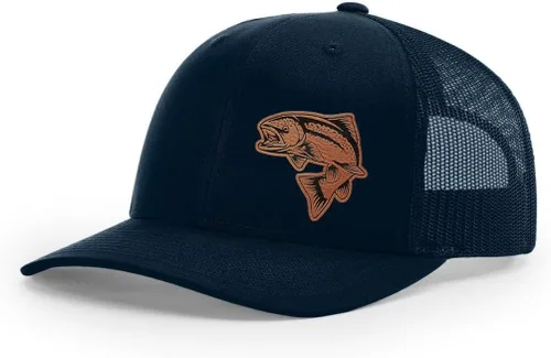 Vista 34 de Sombrero de pesca de salmón con parche de cuero grabado láser Richardson 112 Snapback Trucker Cap