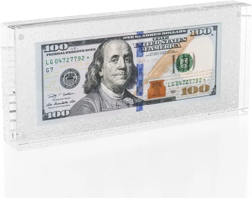 Vista 13 de Estuche de visualización con forma de billete de dólar de 7.8" x 3.9" – Estuche acrílico con marco para billetes de dólar, soporte magnético