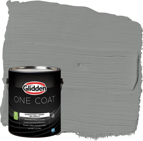 Vista 27 de Glidden Pintura Interior + Imprimación: Gris/Plata Antigua, Una Capa, Satinado, 1 Galón