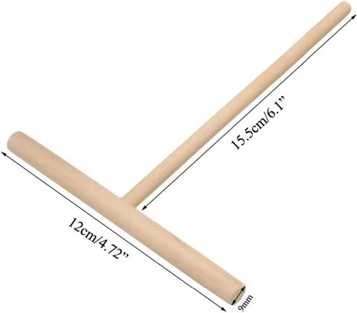 Vista 2 de Hemoton Esparcidor de crepé en forma de T de madera natural Herramienta en forma de T para crepes Crepe de madera Crepe Maker Herramienta para hacer