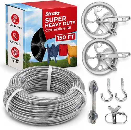 Vista 9 de STRATA Kit de tendedero de alta resistencia, cable de acero de 150 pies