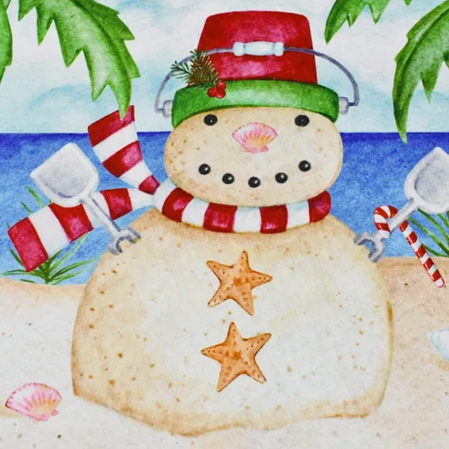 Vista 6 de Felpudo de Navidad con muñeco de nieve, tapete de bienvenida para playa Azul Let It Snow