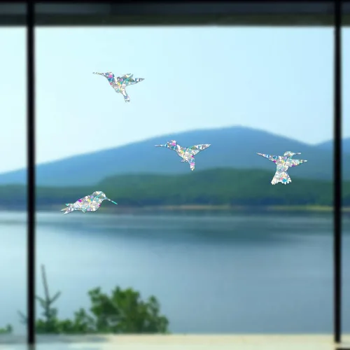Vista 4 de Calcomanías estáticas grandes para ventana de colibrí para golpes de pájaros, juego de 20 Etiquetas engomadas anticolisión de la conciencia