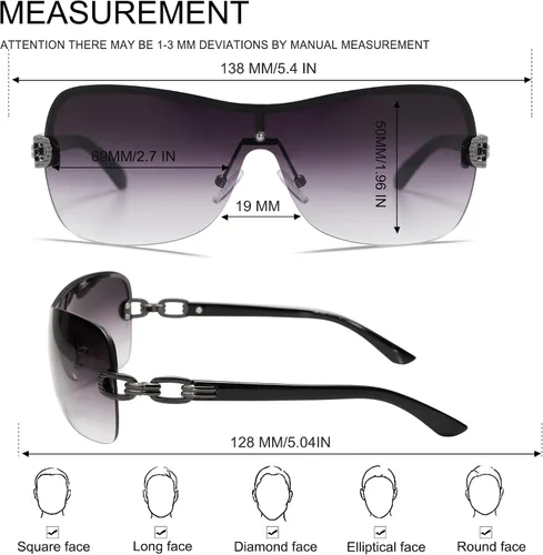 Vista 4 de VANLINKER Elegantes lentes de sol rectangulares sin marco para mujer