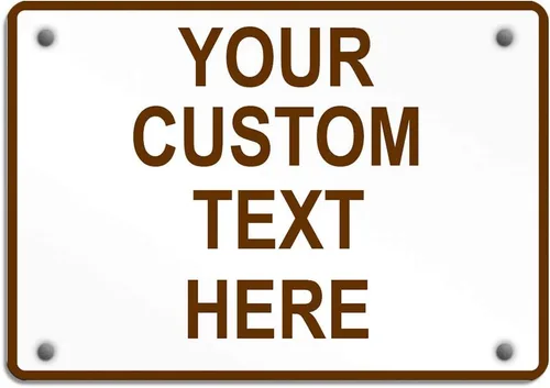 Vista 8 de Letrero de metal resistente a la intemperie de aluminio, varios tamaños, texto personalizado aquí, blanco y negro, regulación de tráfico, letreros