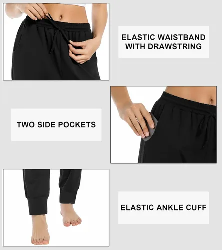 Vista 5 de OLIKEME Pantalones deportivos de yoga para mujer, cintura alta, con cordón, casuales, ligeros, de secado rápido, pantalones de entrenamiento