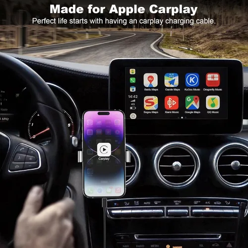 Vista 2 de Car Carplay Cable, 3FT USB A to Lightning Cable, Car Charger Cord Black Compatible con iPhone 14 13 12 11 Pro Max XR XS X 8 7 6 Plus SE iPad Cable
