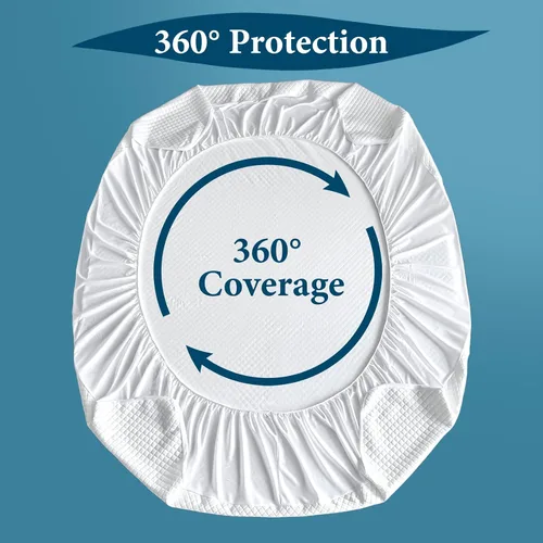 Vista 5 de Protector de colchón impermeable de bambú, tamaño Queen, transpirable y silencioso, con bolsillo profundo de 6 a 18 pulgadas de profundidad, funda
