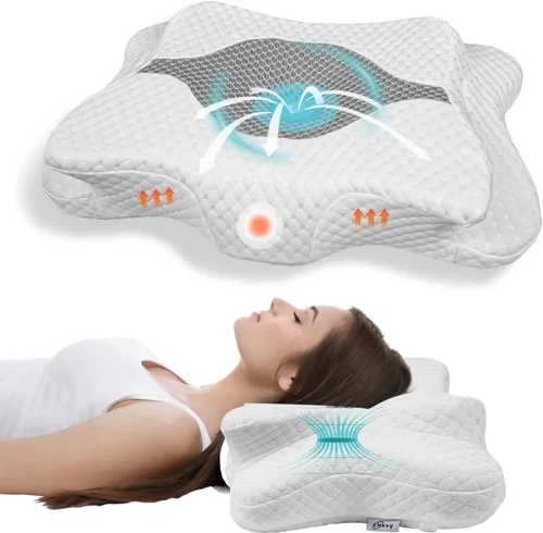 Vista 15 de CHxxy Memory Foam Pillows, Cervical Pillow for Neck and Shoulder Pain Relief, Ergonomic Contour Bed Pillow, Soft for Side Sleep Stomach Sleeping and
