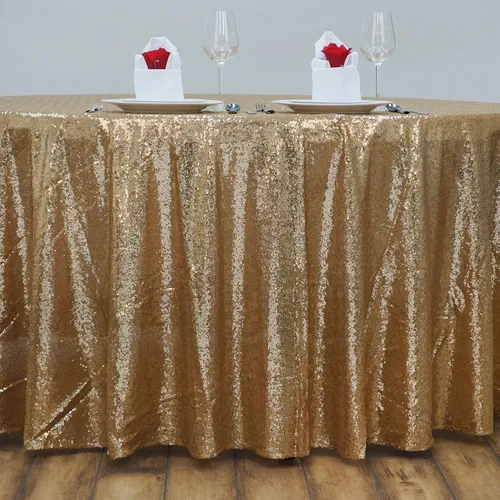 Vista 17 de Tableclothsfactory Luxury Collection - Manteles redondos de lentejuelas de 108 pulgadas, color dorado