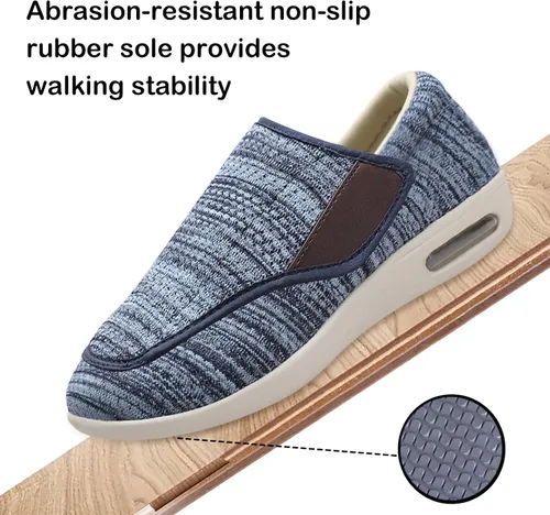 Vista 4 de Zapatos para diabéticos para hombre, zapatos de ancho ancho con cierre de ajuste para ancianos, alivio del dolor diabético y pies hinchados