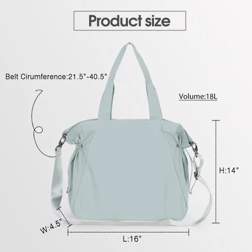 Vista 6 de ASLABCREW Bolsa de mano para mujer, 18L con cincha lateral con correa ajustablebolsa de mano extra, bolsa de hombro ligera
