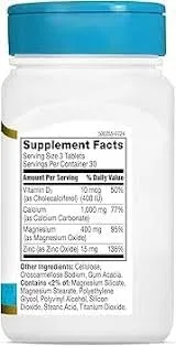 Vista 4 de 21st century cal Mag Zinc + D vitamina – 90 Tabletas, Paquete de 4