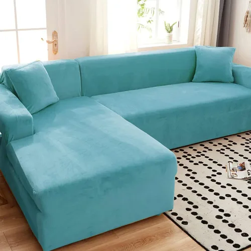 Vista 10 de Funda de terciopelo para sofá en forma de L, 1, 2, 3, 4 plazas, funda elástica para sofá seccional, protector de muebles antideslizante para niños