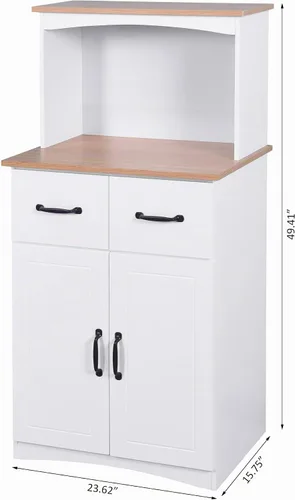 Vista 2 de Gabinete de almacenamiento de despensa de cocina, armario de bar, armario de microondas, color blanco