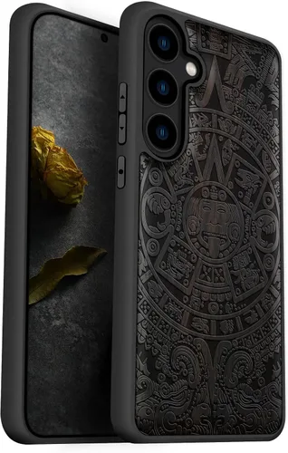 Vista 11 de Carveit Wood Case for Galaxy S24, Eternal Tree, Black Árbol eterno-Madera oscura