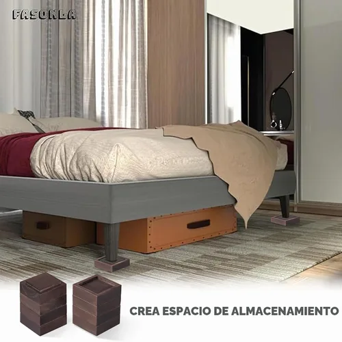 Vista 5 de Elevadores de cama, elevadores de muebles (juego de 8 pulgadas de altura, 1 pulgada) se pueden ajustar a 2 pulgadas, 3 pulgadas o 4 pulgadas