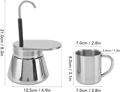 Vista 4 de OUKENS Máquina de café expreso, olla de acero inoxidable con boquilla única, tubo de bricolaje, taza de café, juego de tazas de café al aire libre