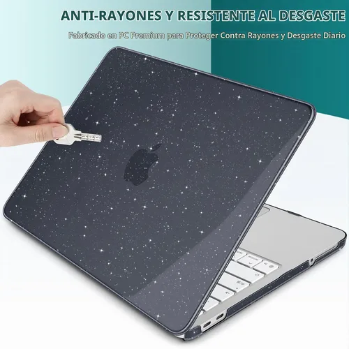 Vista 5 de DONGKE Funda con purpurina para MacBook Neo de 13 pulgadas 2026 (modelo A3404 A18 Pro Chip) Carcasa rígida transparente brillante con protector
