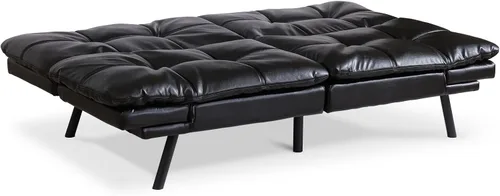 Vista 4 de Opoiar Lounge - Sofá cama de espuma viscoelástica para espacios de vida compactos, sofá biplaza plegable convertible con reposabrazos, cuero
