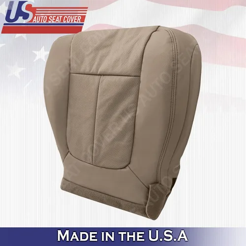 Vista 3 de Cubierta de asiento de cuero perforada inferior del conductor Camel Tan 2009 2010 para Ford F150 Lariat