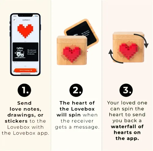 Vista 2 de Lovebox Negro y blanco Mensajero de notas de amor Significativo para mamá, papá, esposa, marido, abuela, abuelo, niños, regalo de pareja, regalo