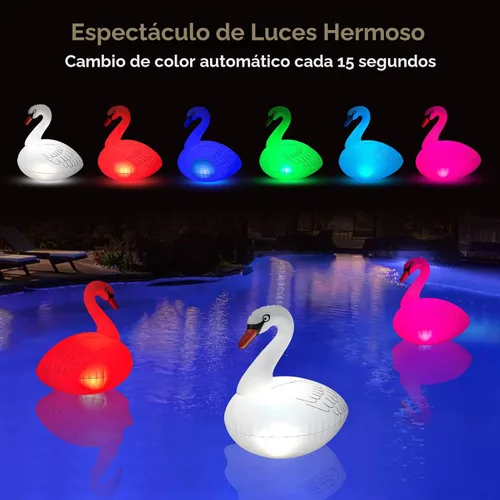 Vista 4 de Goallim Luces solares flotantes para piscina, paquete de 2 unidades, luces inflables impermeables de cisne, luces LED que brillan en la oscuridad