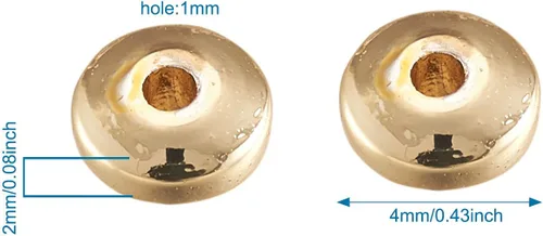 Vista 3 de Cheris - 180 cuentas de metal Heishi de 0.16 x 0.079 pulgadas (0.157 x 0.079 in) chapadas en oro, no magnéticas, cuentas sueltas de hematita