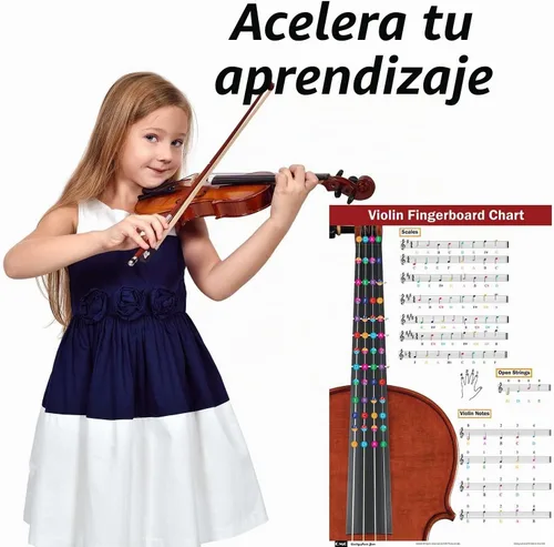 Vista 5 de QMG Tabla de digitación para violín con notas codificadas por colores, aprende técnicas de escalas de violín adecuadas para todos los niveles