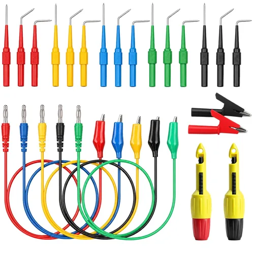 Vista 11 de HORUSDY Kit de 22 pines de sonda trasera, sondas de prueba eléctricas con cables de silicona de 5 colores para multímetro, diagnóstico de circuitos
