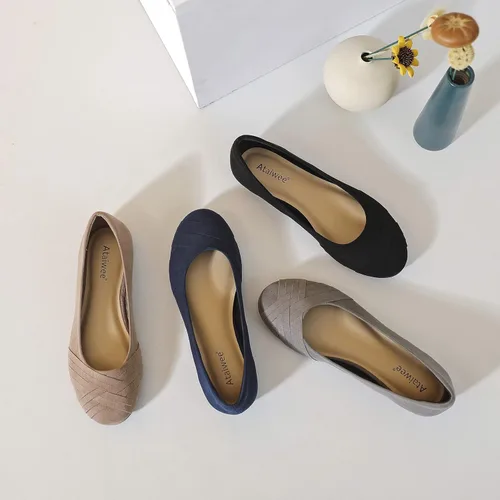 Vista 6 de Ataiwee Zapatos planos anchos para mujer, casuales, cómodos, redondos, de talla grande.