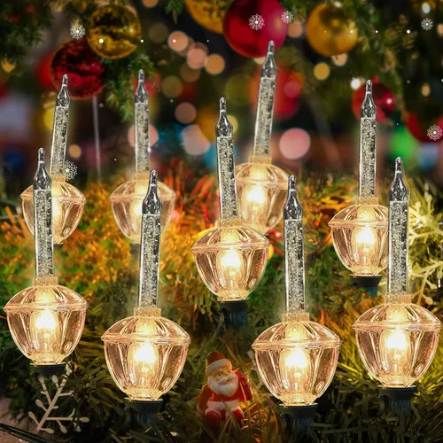 Vista 11 de Couah Luces de Burbujas de Navidad, Juego de Cadena de Luces Vintage de 11 Pies, 7 Fluidos de Burbujas Transparentes con Purpurina Dorada C7/E12 7