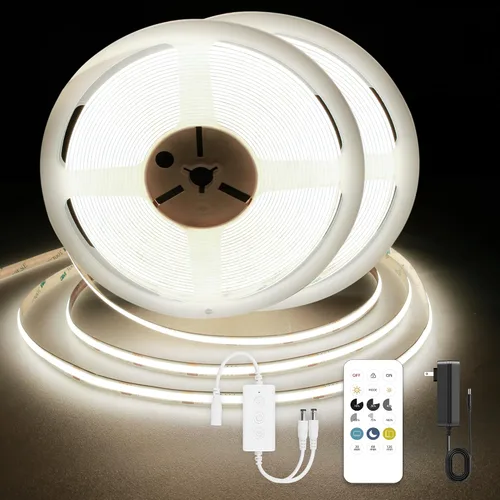 Vista 20 de Tira LED COB, tira de luz LED COB blanca cálida de 16.4 pies, tira de luz LED regulable de 2700 K, CRI92+, 0.315 in de ancho, cinta LED flexible
