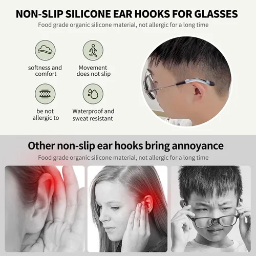 Vista 3 de 16 pares de lentes de silicona con punta de sien, suaves y antideslizantes