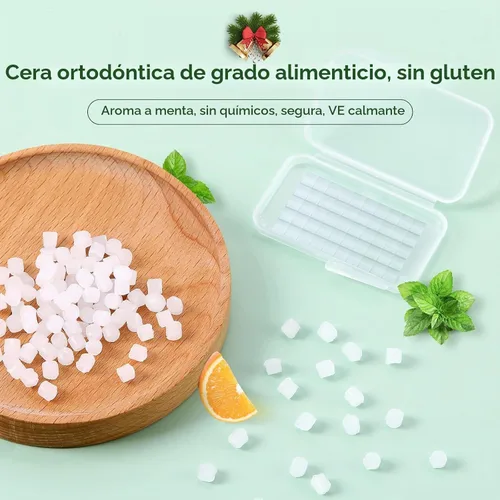 Vista 2 de JMU - Cera de ortodoncia para aparatos ortopédicos, 1 paquete, 50 puntos de cera dental precortados, menta