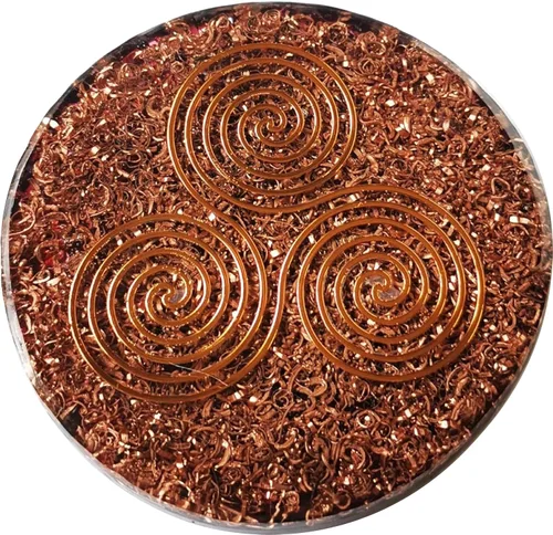 Vista 2 de Gran 4 "Garnet Cristales Metatron's Cube Merkaba Coaster Placa de Carga de Agua Cúpula Energética