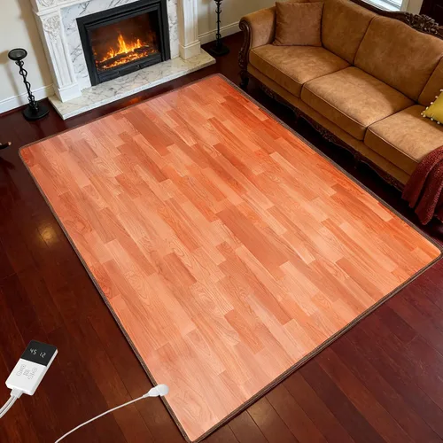 Vista 6 de Tapete eléctrico de 120 V, fácil de limpiar, superficie de PVC, calentador de espacio, alfombra de suelo con temporizador, calentamiento rápido