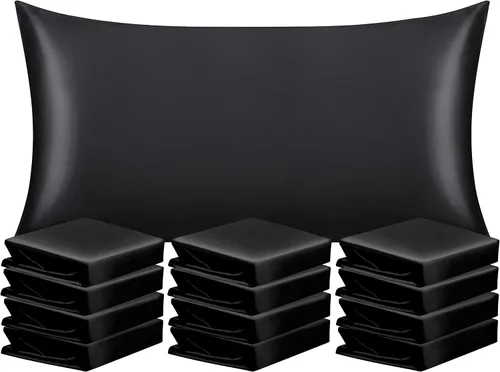 Vista 120 de NTBAY Paquete de 2 fundas de almohada estándar de satén para cabello y piel, lujosas y sedosas fundas de almohada con cierre de sobre, 20 x 26