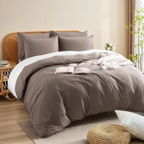 Vista 314 de NEXHOME PRO Funda de edredón Twin XL 100% algodón lavado, transpirable, duradera, texturizada, similar al lino, juego de ropa de cama para el hogar