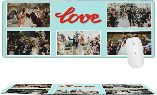 Vista 18 de Alfombrilla de mouse grande personalizada, alfombrillas de mouse personalizadas con logotipo de texto fotográfico, alfombrilla de mouse de goma 1