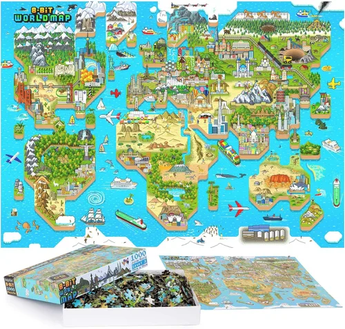 Vista 12 de Rompecabezas de 1000 piezas, estilo retro de 8 bits, rompecabezas de Londres de 1000 piezas para adultos, hechos con cartón 100% reciclado