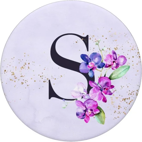 Vista 3 de Orchids Plants Flower - Soporte para teléfonos y tabletas, diseño de letra S, color morado, Negro
