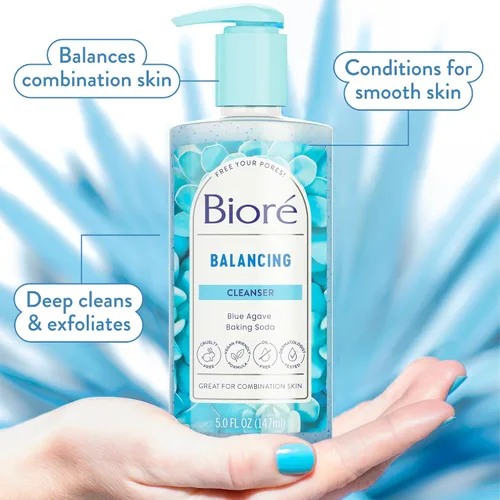 Vista 2 de Bioré Jabón facial equilibrante, limpiador para pieles mixtas, limpiador facial equilibrado con PH, vegano, libre de crueldad, 6.77 onzas, paquete