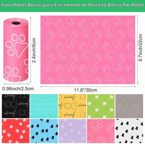 Vista 2 de Thenshop 3000 unidades 200 rollos de bolsas de plástico para excrementos