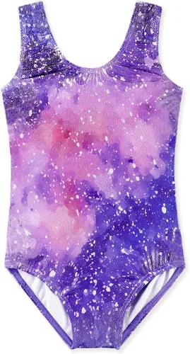 Vista 69 de HOZIY - Leotardos de manga larga para niñas, de gimnasia, para niños pequeños, trajes florales de unicornio, galaxia, arco iris, patrón de rayas