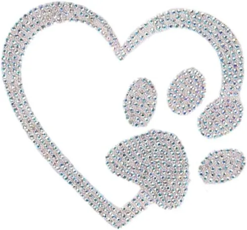 Vista 10 de Calcomanía con estampado de corazón de pata de perro, decoración de automóvil con diamantes de imitación, lindo estampado de pata de perro