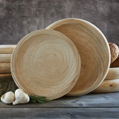 Vista 4 de Santa Barbara Design Studio Natural - Grande - Tazón de madera de Paulownia