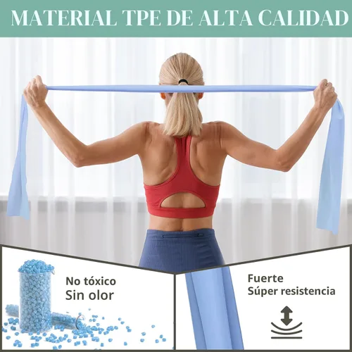 Vista 3 de Bandas elásticas para ejercicio, bandas de resistencia de 5 niveles para entrenamiento, bandas de ejercicio para terapia física, pilates