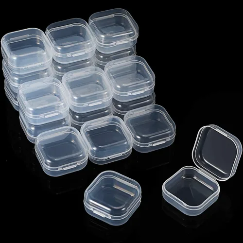Vista 7 de Jetec Paquete de 36 cajas de plástico transparente para contenedores pequeños, cajas organizadoras de cuentas con tapa con bisagras, estuche